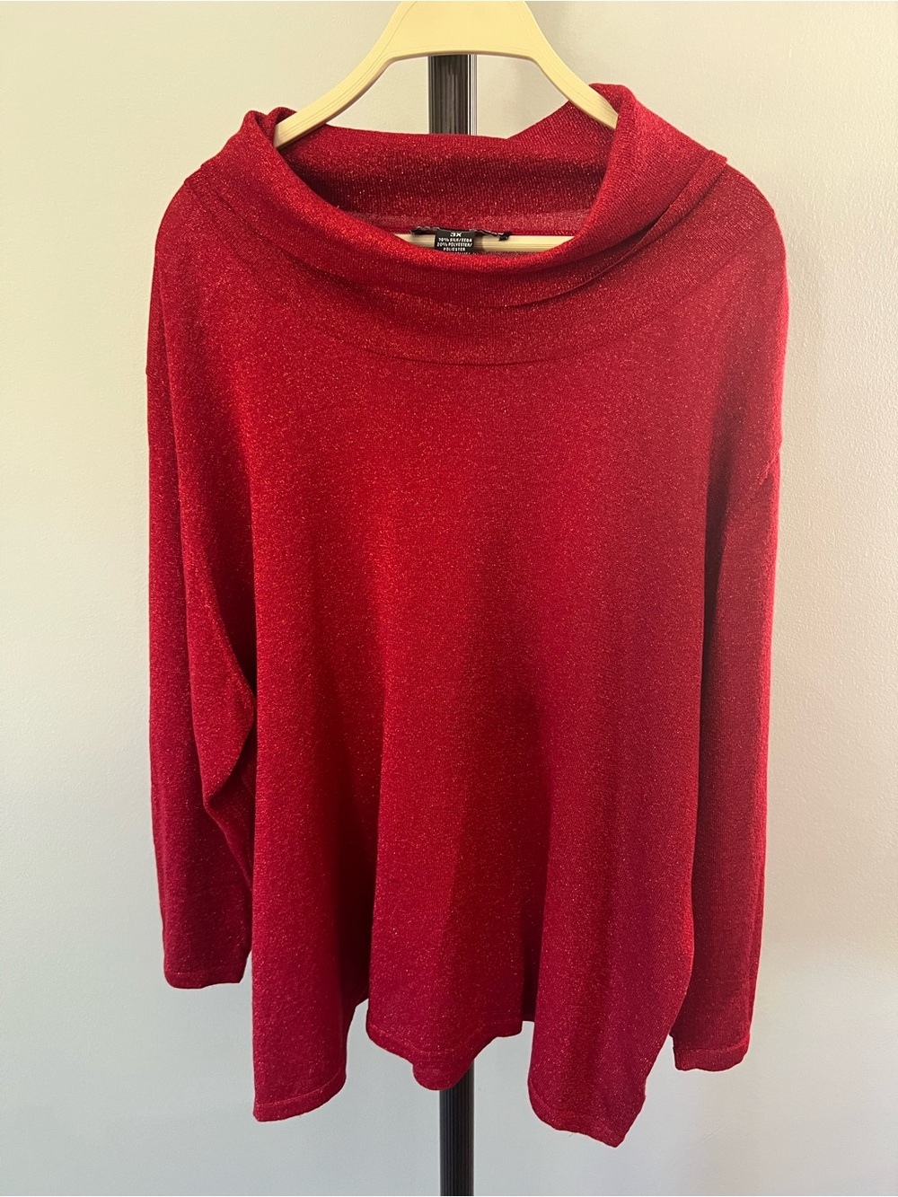 Norton McNaughton Sparkle Red Cowl Neck Sweater
